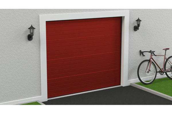 Motorized sectional garage door red