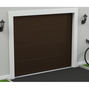 Brown motorized sectional garage door